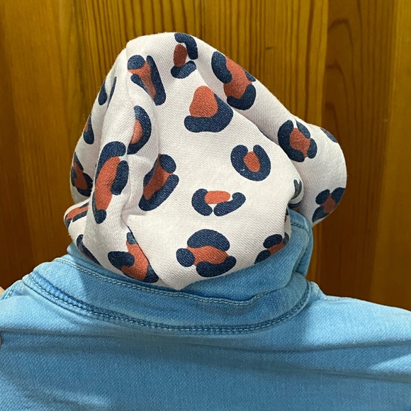 Cat & Jack Denim Coat Sz Small 6/6X Leopard Sleeve - Picture 3 of 13